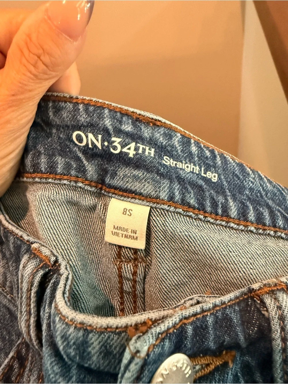 On 34th Straight Leg Jeans Women’s 8 Short High Rise Front Seam Cuffed Hem